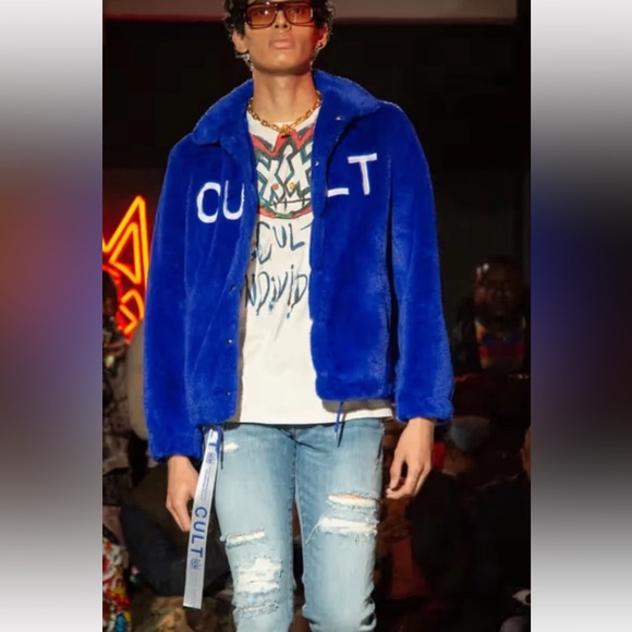 Cult of Individuality Cult’s Polar Fleece Jacket Sz Large Blue - Picture 2 of 10